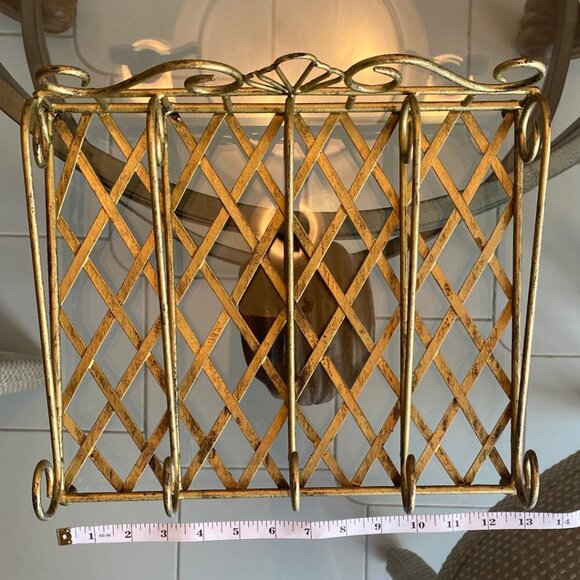 Set of 3 Metal Plate, Silverware, and Napkin Holders, Antiqued Distressed Gold - Picture 11 of 12